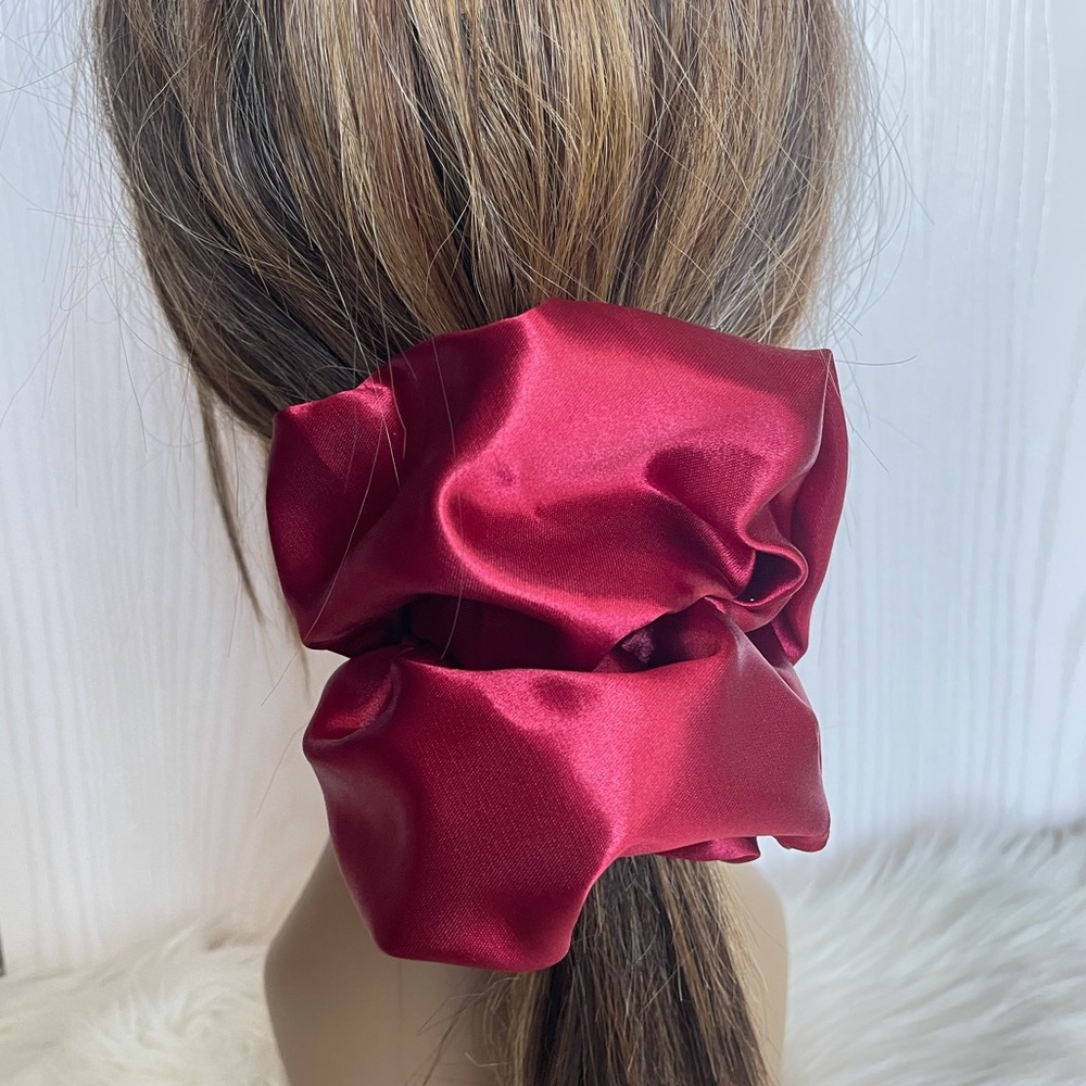 Merlot Jumbo Satin Hair Scrunchie, formal Hair Accessories, Wine Color